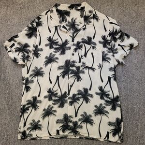 Men's Black and White Palm Tree Shirt